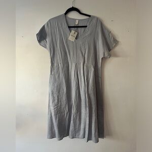 Grae Cove 100% Linen Dress Beautiful Light Gray!!